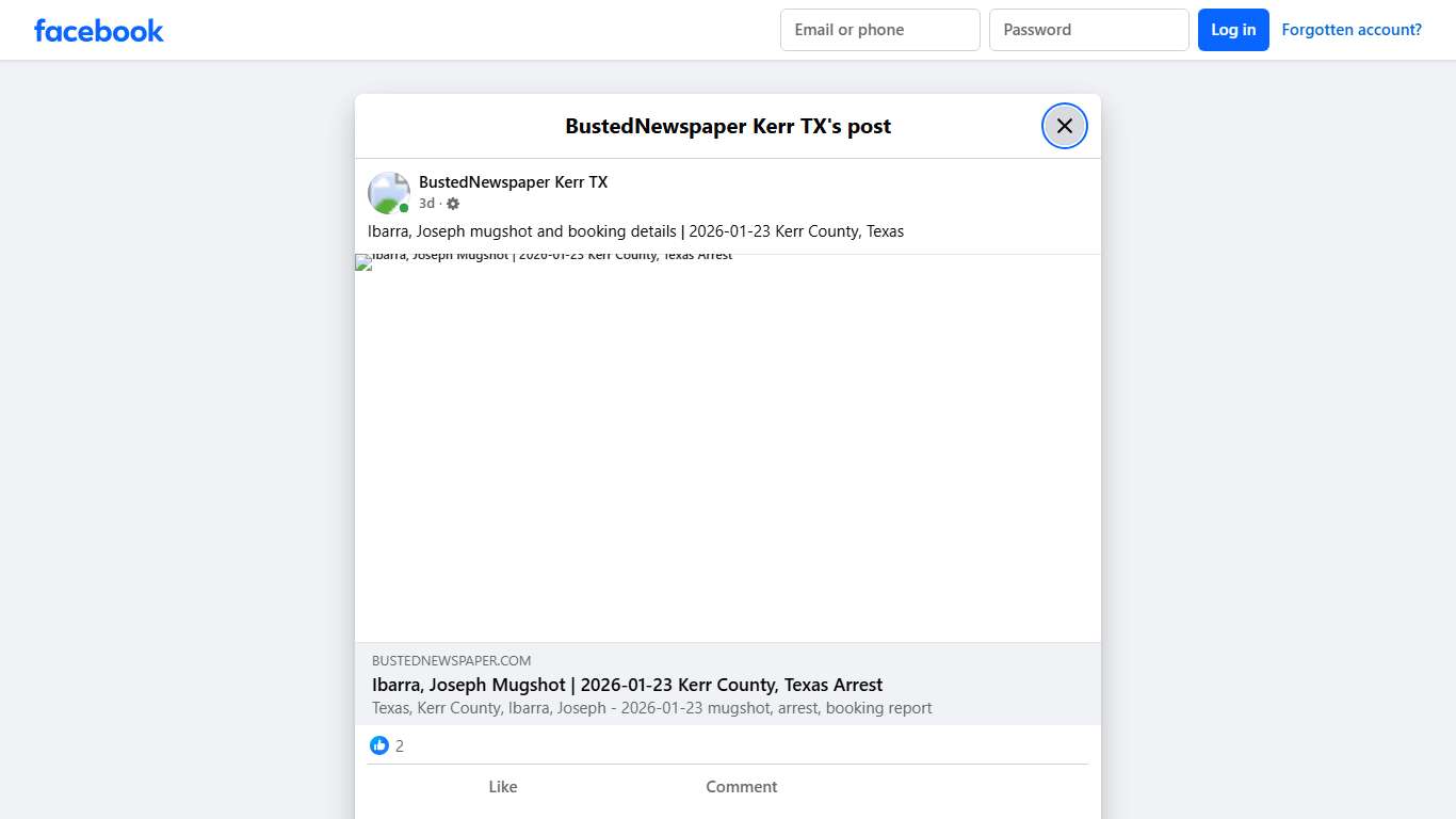 Ibarra, Joseph mugshot and... - BustedNewspaper Kerr TX Facebook