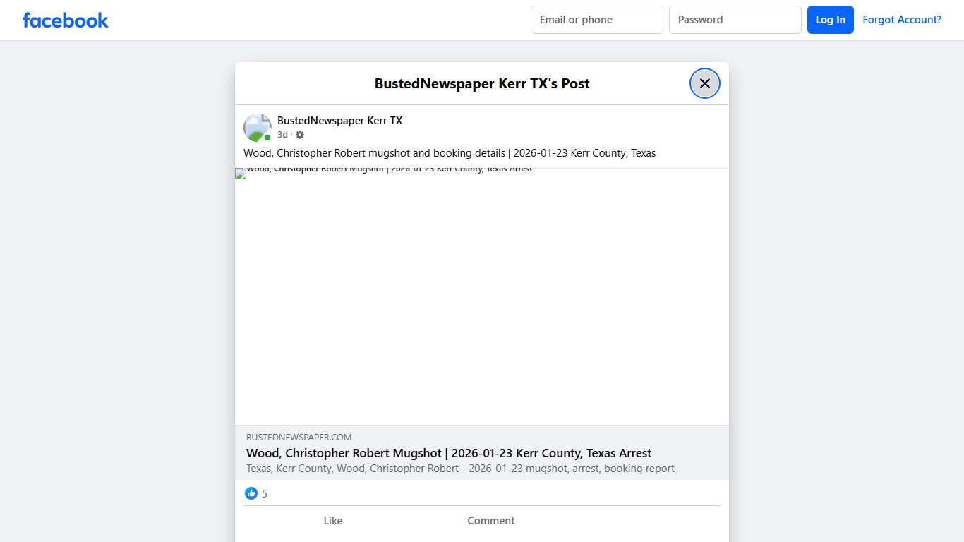 Wood, Christopher Robert mugshot... - BustedNewspaper Kerr TX Facebook