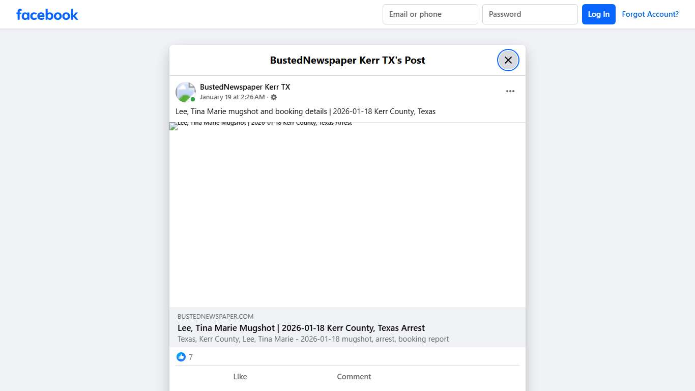 Lee, Tina Marie mugshot and... - BustedNewspaper Kerr TX Facebook