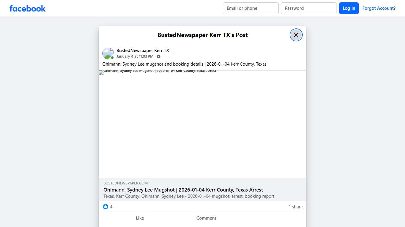Ohlmann, Sydney Lee mugshot and... - BustedNewspaper Kerr TX Facebook